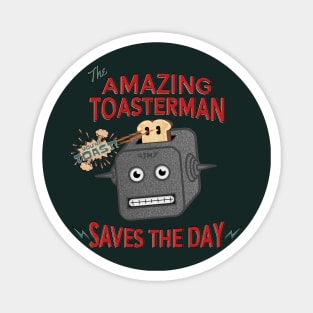 The Amazing Toasterman Saves The Day Funny Chrome Toaster Robot Magnet